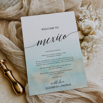 Aqua Gold Beach Mexico Welcome Letter & Itinerary by FreshAndYummy at Zazzle