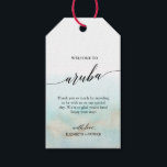 Aqua Gold Beach Welcome to Aruba Wedding Gift Tags<br><div class="desc">These aqua and gold beach welcome to Aruba wedding gift tags are perfect for a tropical destination wedding. The simple and modern design features stunning turquoise, teal and light blue watercolor with a soft gold sparkle reminiscent of the sand and sea. It's paired with gorgeous elegant calligraphy. Personalize the tags...</div>