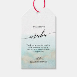 Aqua Gold Beach Welcome to Aruba Wedding Gift Tags