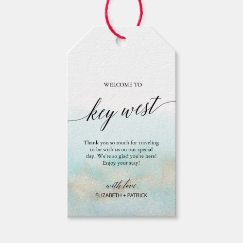 Aqua Gold Beach Welcome to Key West Wedding Gift Tags
