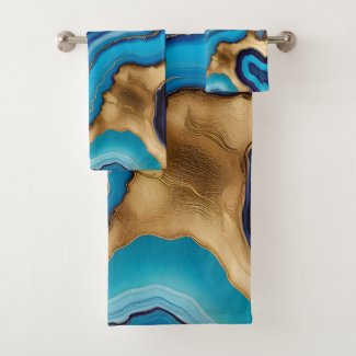 Aqua Gold Blue Purple  Veins Agate