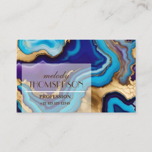 Aqua Gold Blue Purple  Veins Agate Business Card