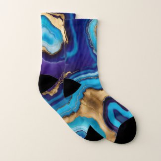 Aqua Gold Blue Purple  Veins Agate