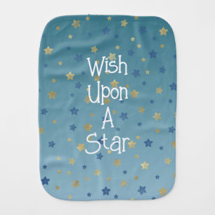 Aqua Gold Blue Wish Upon A Star Baby Burp Cloth