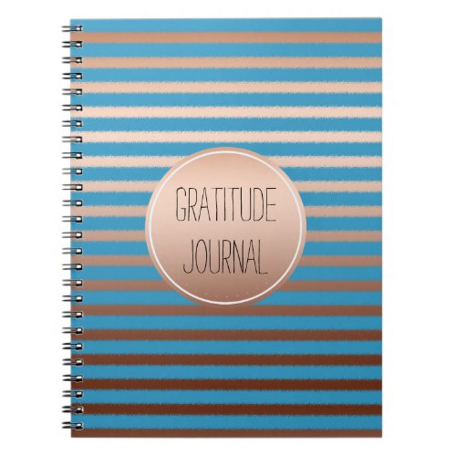 Aqua Gold Bronze Stripes Ombre Gratitude  Notebook