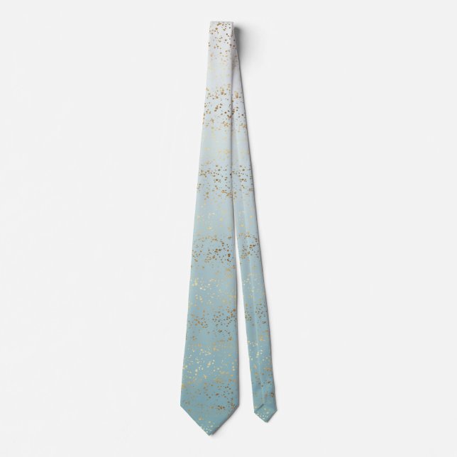 Aqua Gold Confetti Ombre Neck Tie (Front)