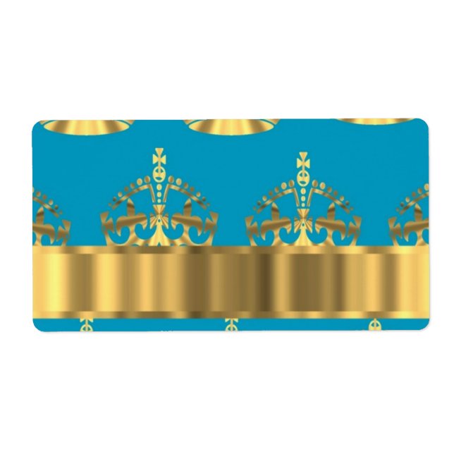 Aqua & gold crown pattern label (Front)