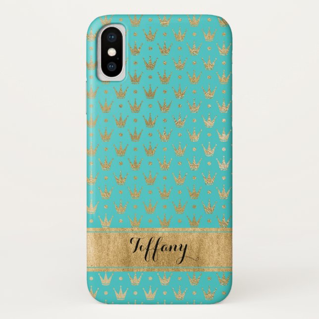 Aqua, Gold Crowns Case-Mate iPhone X Case (Back)