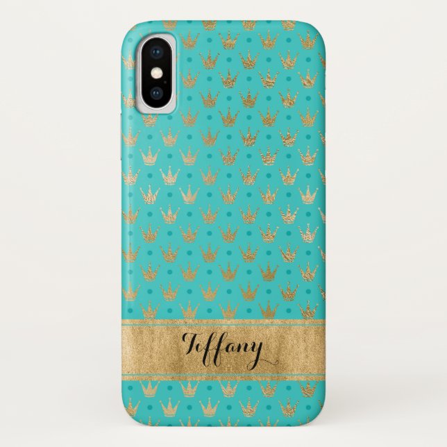 Aqua, Gold Crowns Case-Mate iPhone X Case 2 (Back)