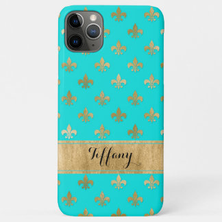 Aqua, Gold fleur-de-lis Case-Mate iPhone 11 Pro Max Case