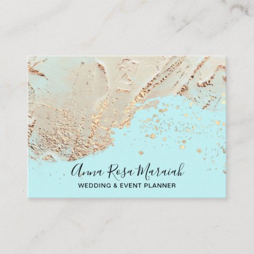  Aqua Gold Foil Glitter Beauty Wedding Elegant Business Card