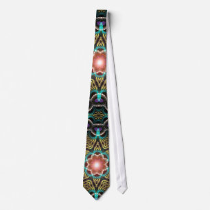 Aqua Gold Fractal Starlight Tie