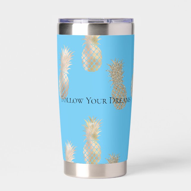 Aqua Gold Glam Pineapples Insulated Tumbler (Front)