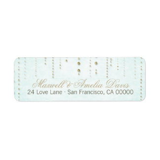 Aqua & Gold Glitter Look Wedding Address Labels