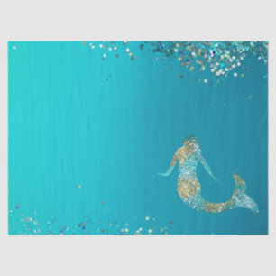 Aqua Gold Glitter Sparkle Mermaid Tissue Paper