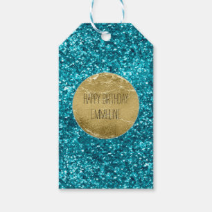 Aqua Gold Glitzy Glitter (Mermaid inspired) Gift Tags
