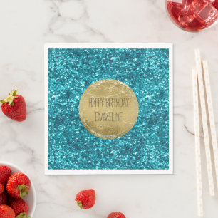 Aqua Gold Glitzy Glitter (Mermaid inspired) Napkins