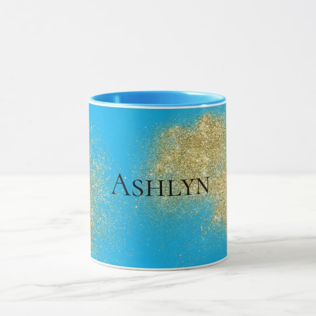 Aqua Gold Glitzy Glitter   Mug (Center)