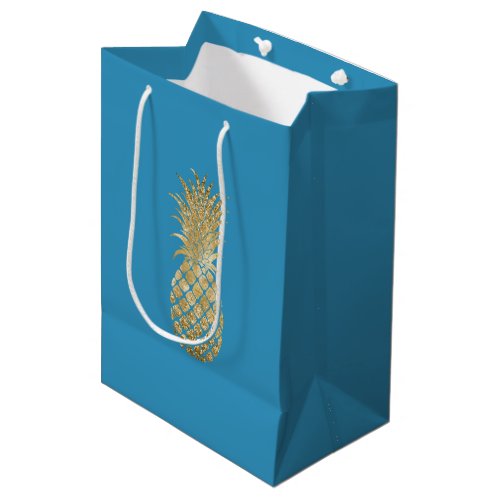 Aqua Gold Glitzy Pineapple Medium Gift Bag