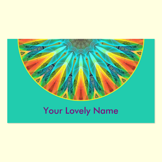 Aqua Gold Joy to the World Mandala Modern Double-Sided Standard Business Cards (Pack Of 100)