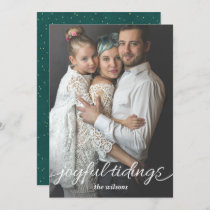Aqua Gold Joyful Tidings Script Custom Photo Holiday Card
