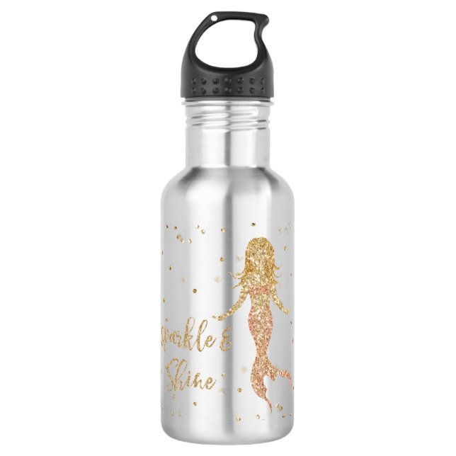 Aqua Gold Mermaid Sparkle Glitter Confetti         Stainless Steel Water Bottle (Front)