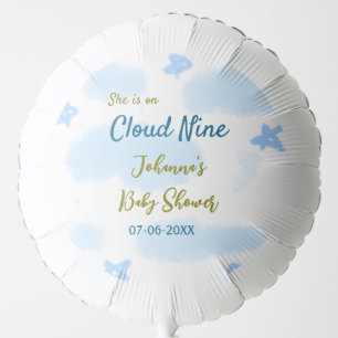 Aqua gold she is on cloud nine baby shower clouds balloon