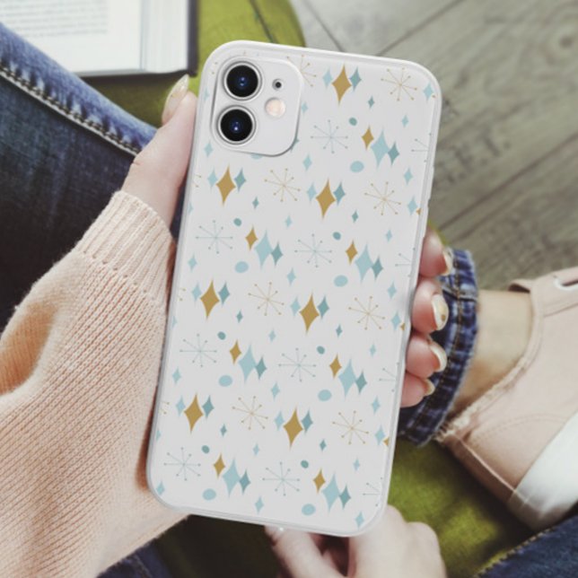 Aqua, Gold Starburst Mid Century Pattern Case-Mate iPhone Case (Creator Uploaded)