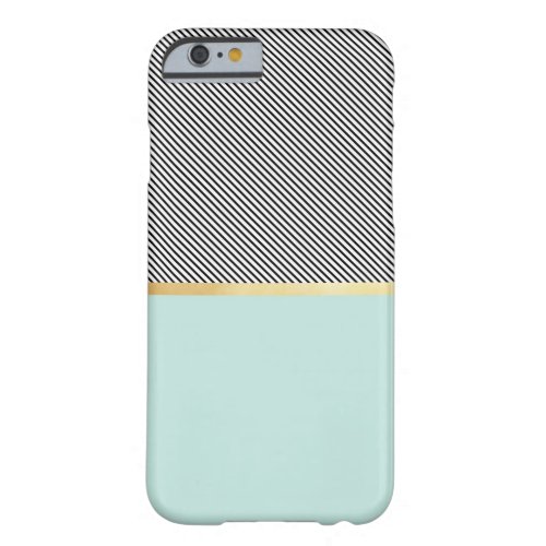 Aqua Gold  Stripes Barely There iPhone 6 Case