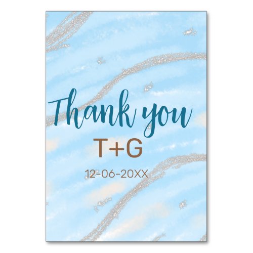 Aqua gold thank you add couple name date year text