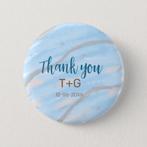 Aqua gold thank you add couple name date year text button