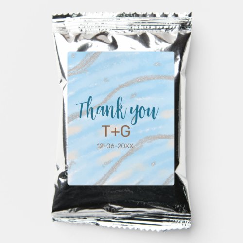 Aqua gold thank you add couple name date year text coffee drink mix