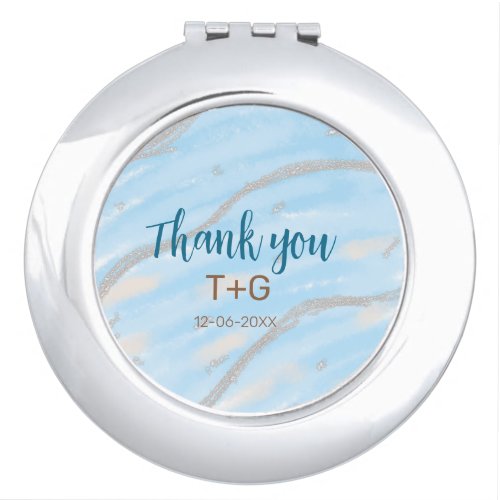 Aqua gold thank you add couple name date year text compact mirror