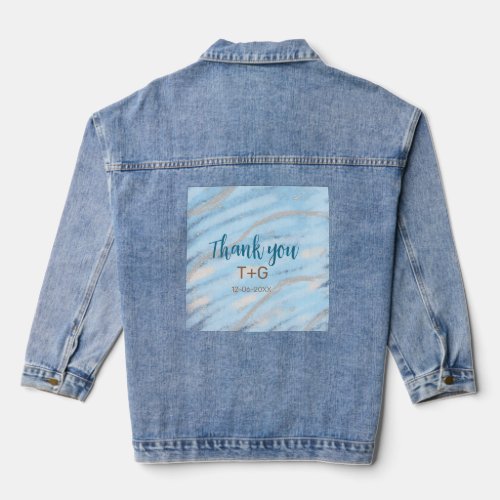 Aqua gold thank you add couple name date year text denim jacket