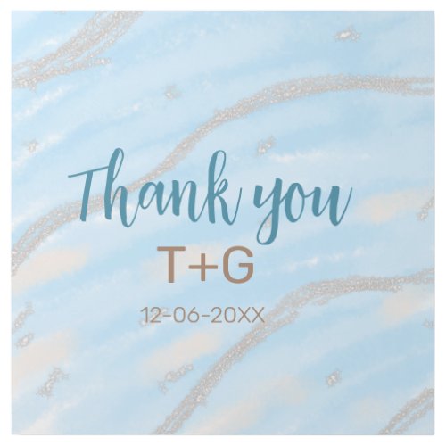 Aqua gold thank you add couple name date year text gallery wrap