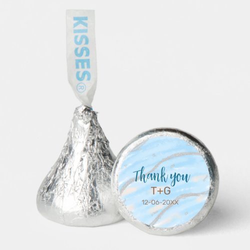Aqua gold thank you add couple name date year text hersheys kisses