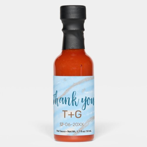 Aqua gold thank you add couple name date year text hot sauces