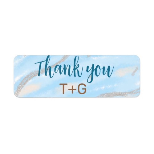 Aqua gold thank you add couple name date year text label