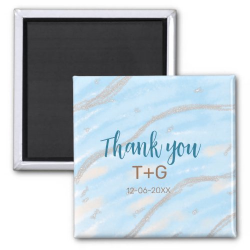 Aqua gold thank you add couple name date year text magnet