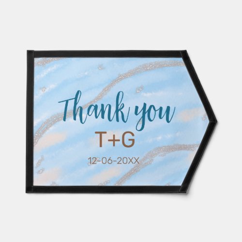 Aqua gold thank you add couple name date year text pennant