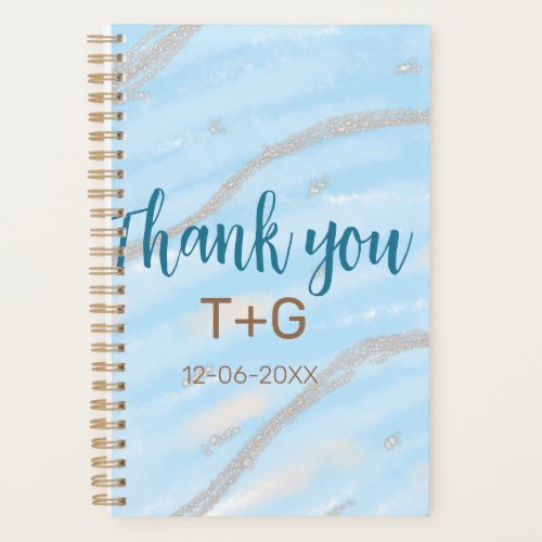 Aqua gold thank you add couple name date year text planner