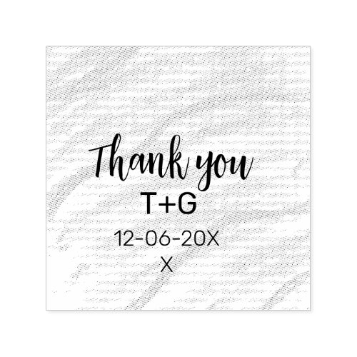 Aqua gold thank you add couple name date year text self_inking stamp