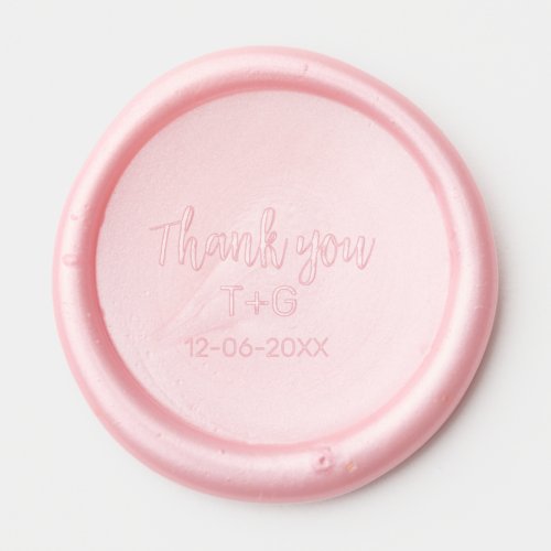 Aqua gold thank you add couple name date year text wax seal sticker
