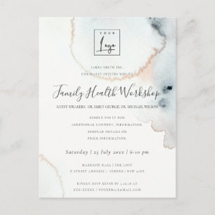 AQUA GOLD WATERCOLOUR BRUSH WORKSHOP EVENT LOGO POSTCARD