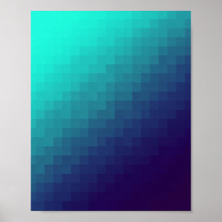 Aqua Gradient Pixels - Modern Tech Art Poster