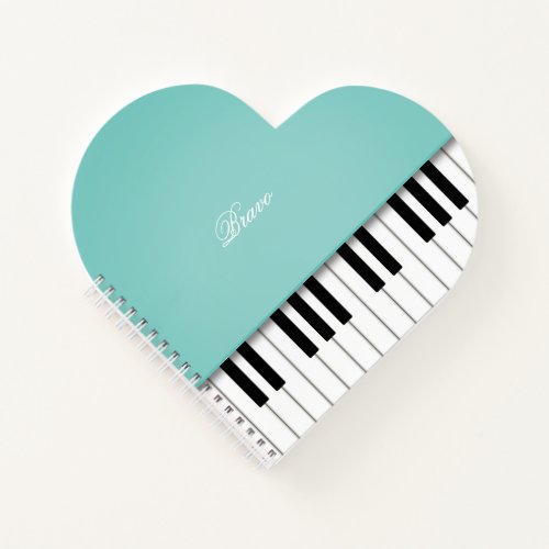Aqua Grand Piano Music Keyboard Custom Notebook