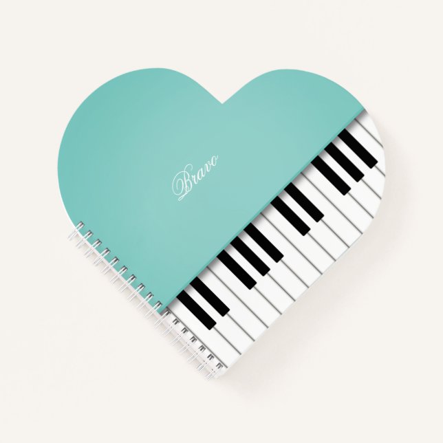 Aqua Grand Piano Music Keyboard Custom Notebook (Front)
