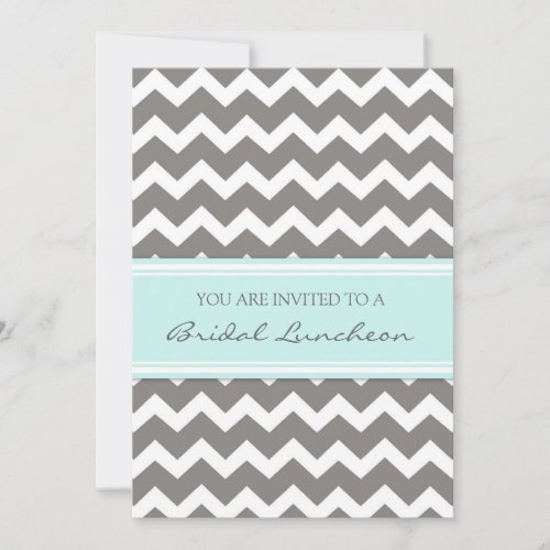 Aqua Gray Chevron Bridal Lunch Invitation Cards