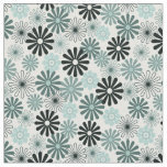 Aqua gray flowers 1960-x style fabric