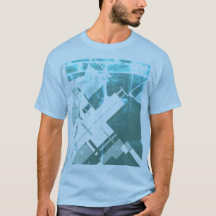 Aqua Gray-Green Diagonal MCM-inspired Abstract T-Shirt